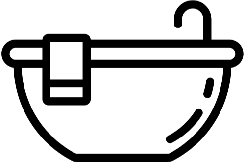 Outline of a bathtub with a towel on a white background
